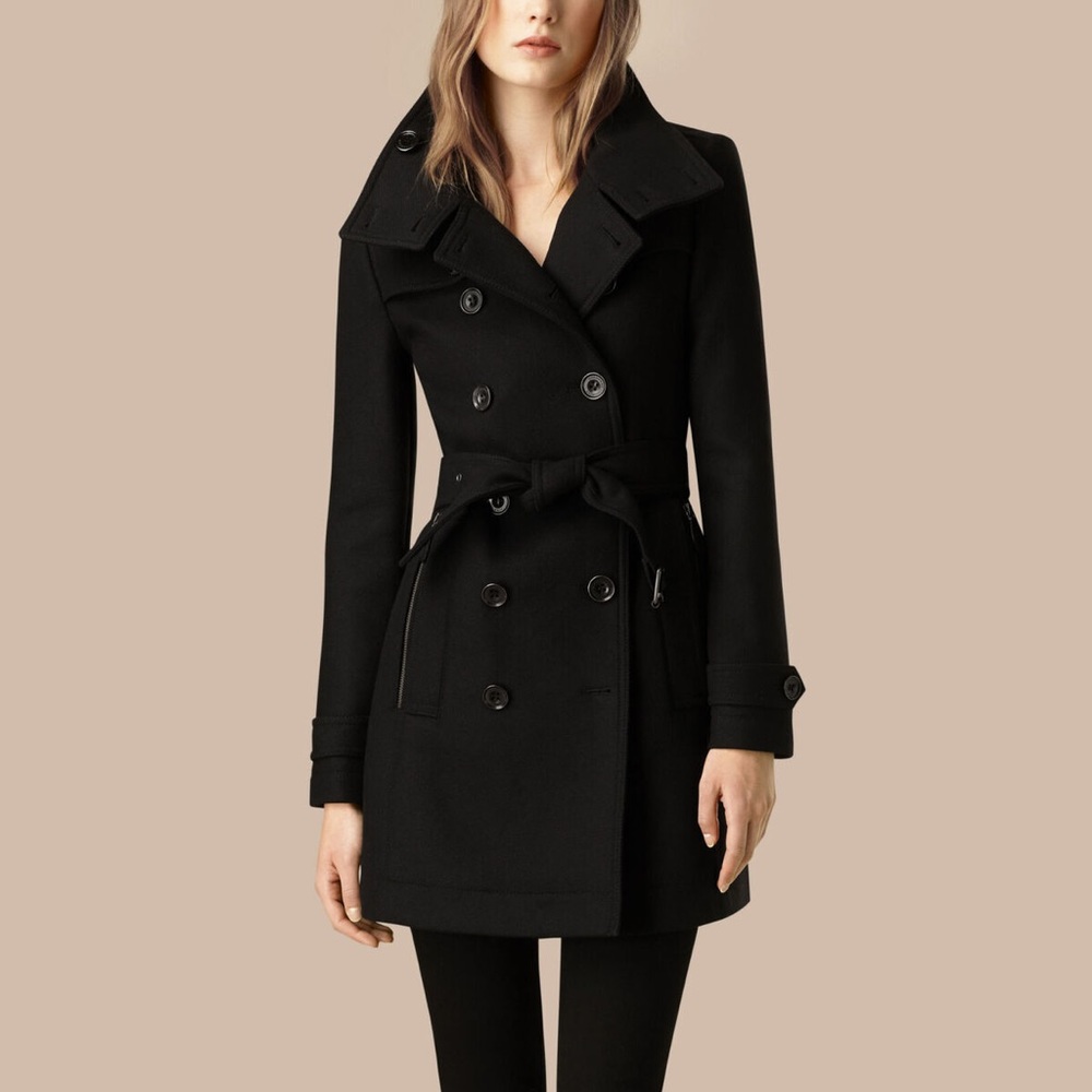 💯Burberry Daylesmoore Wool Cashmere Blend Coat black sz10US excellent condition